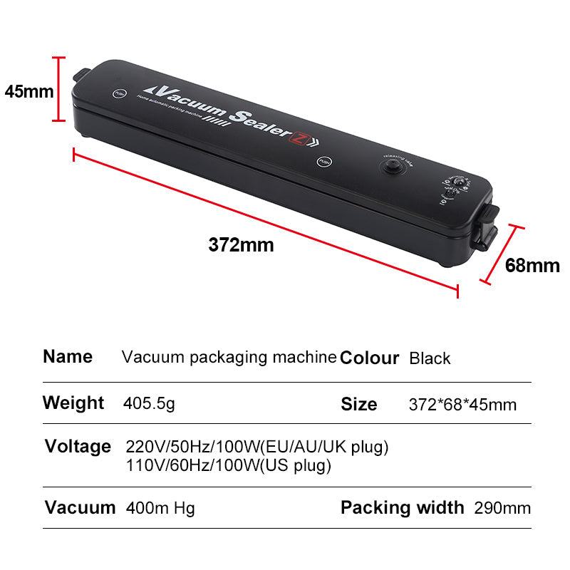 Kompakt 220V-vakuumforseglingsmaskine til mad — EU-, UK- og AU-stik | Desfino