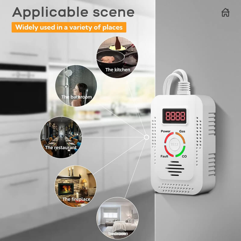 Compact 2-in-1 Natural Gas and Carbon Monoxide Detector — Flashing Red Indicator