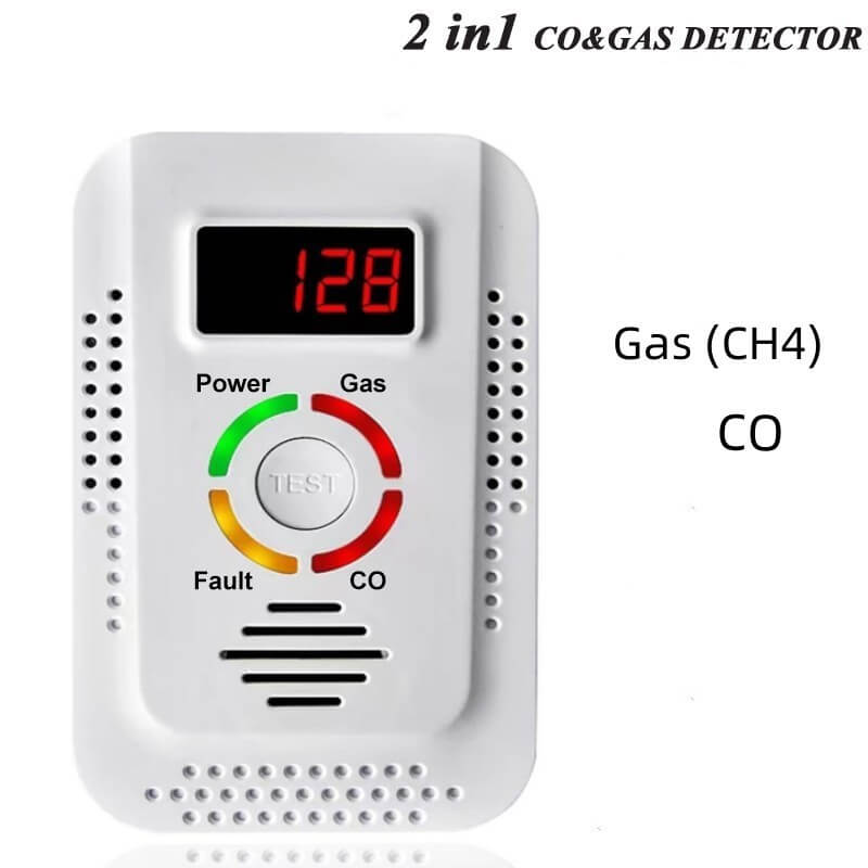 Compact 2-in-1 Natural Gas and Carbon Monoxide Detector — Flashing Red Indicator
