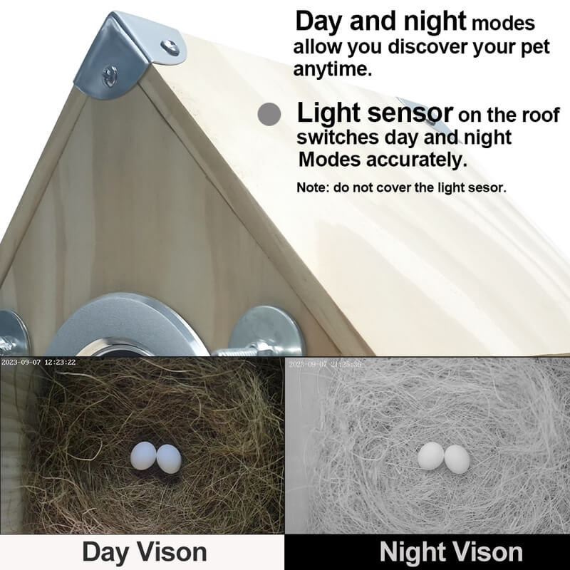 AvianVue redekasse med foderautomat og fuglekamera — 4MP-kamera med nattesyn - Desfino