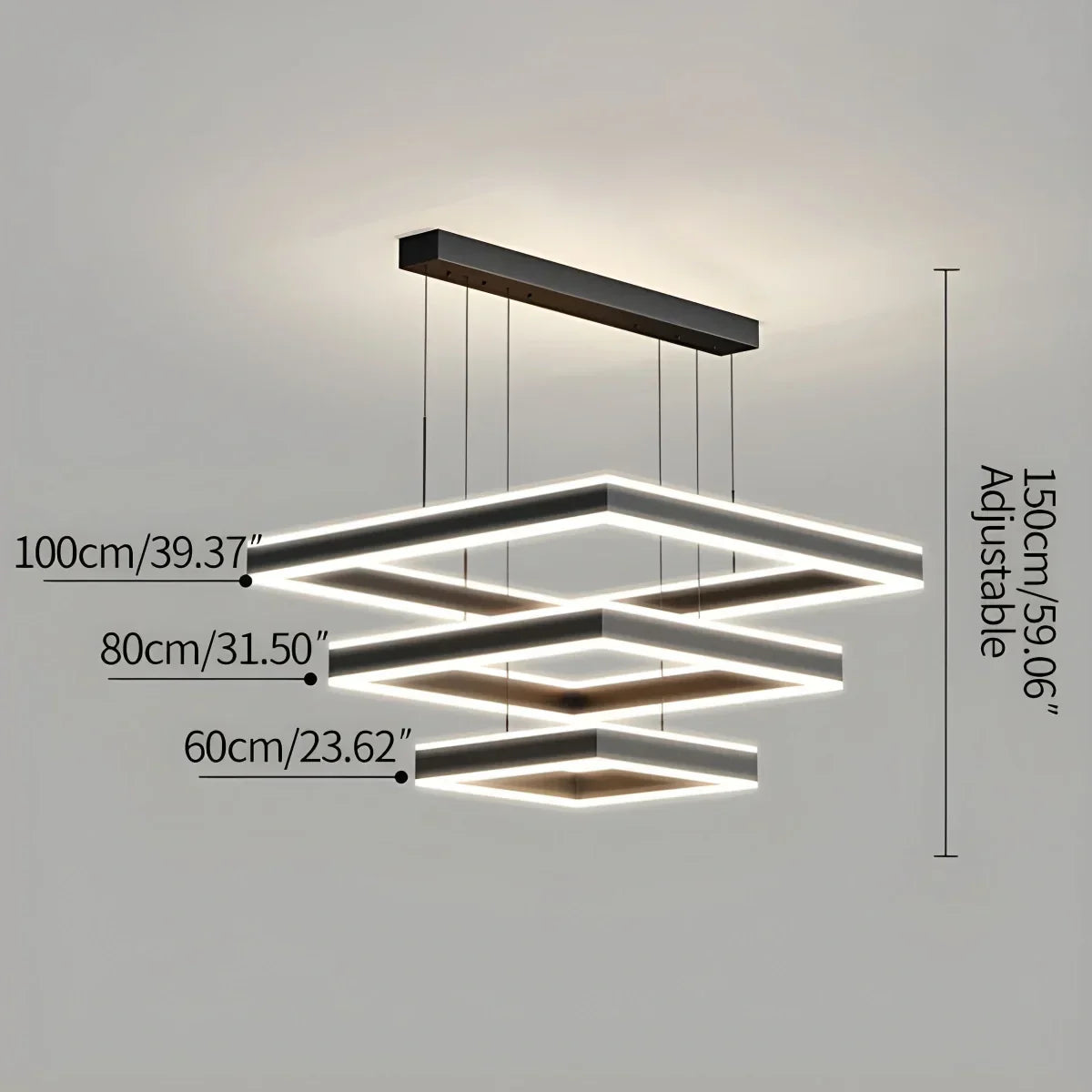Tiered Black Square Pendant Lamp for Living Room | Desfino
