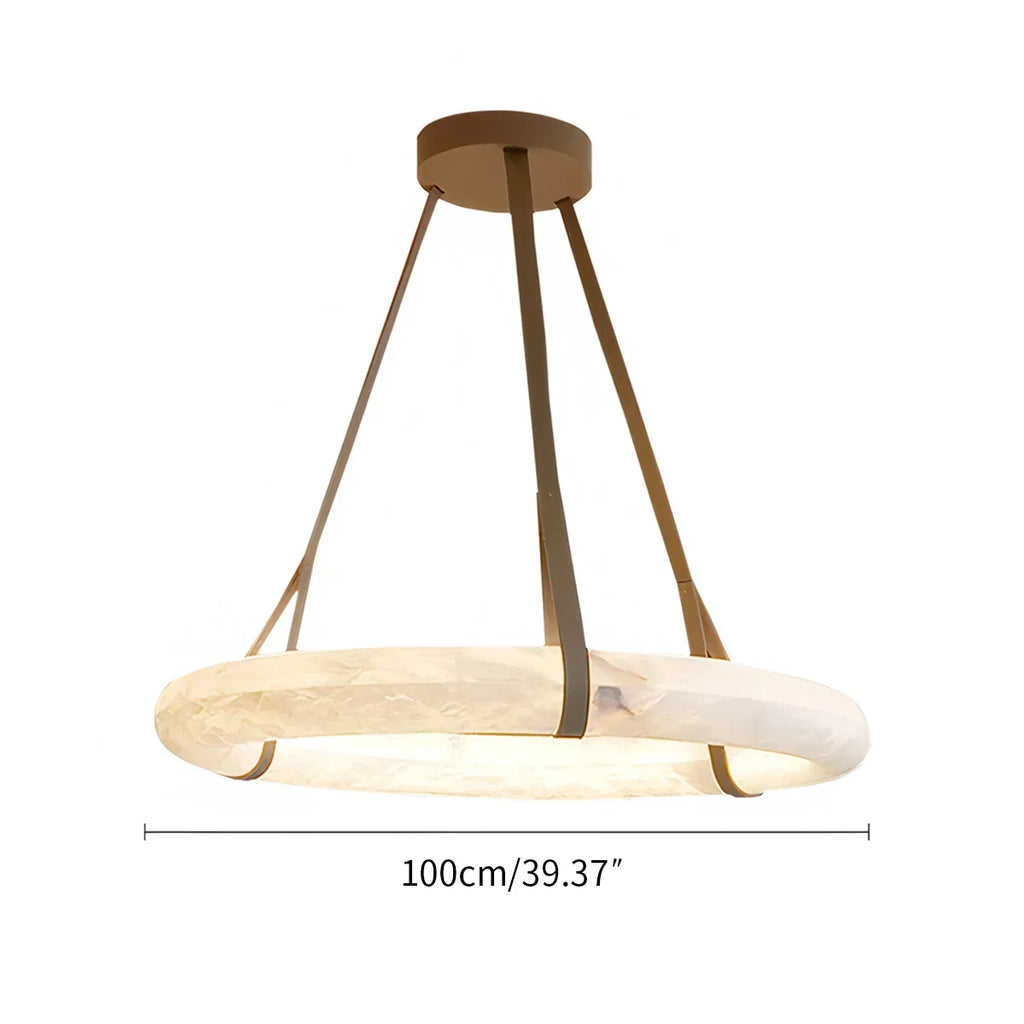 Einfache Ring-Pendelleuchte aus spanischem Alabaster für das Wohnzimmer | Desfino