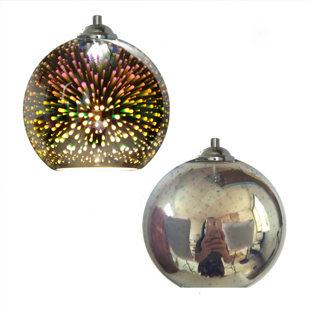 Candeeiro suspenso com cúpula de vidro 3D Prismora — Candeeiro de decoração moderno e colorido - Desfino