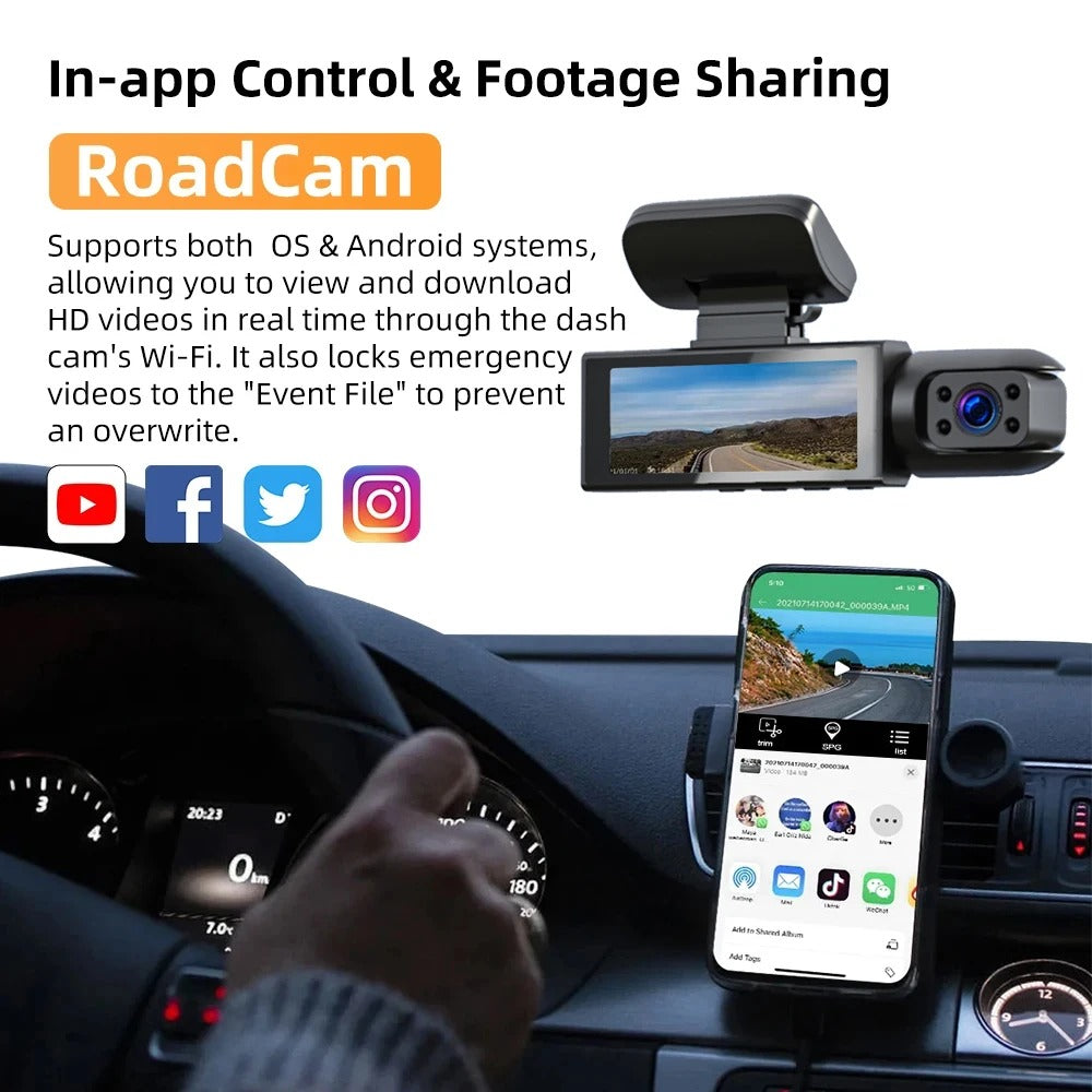 NovaSight DuoCam kamera samochodowa 1080P — podwójny widok z przodu i wewnątrz - Desfino