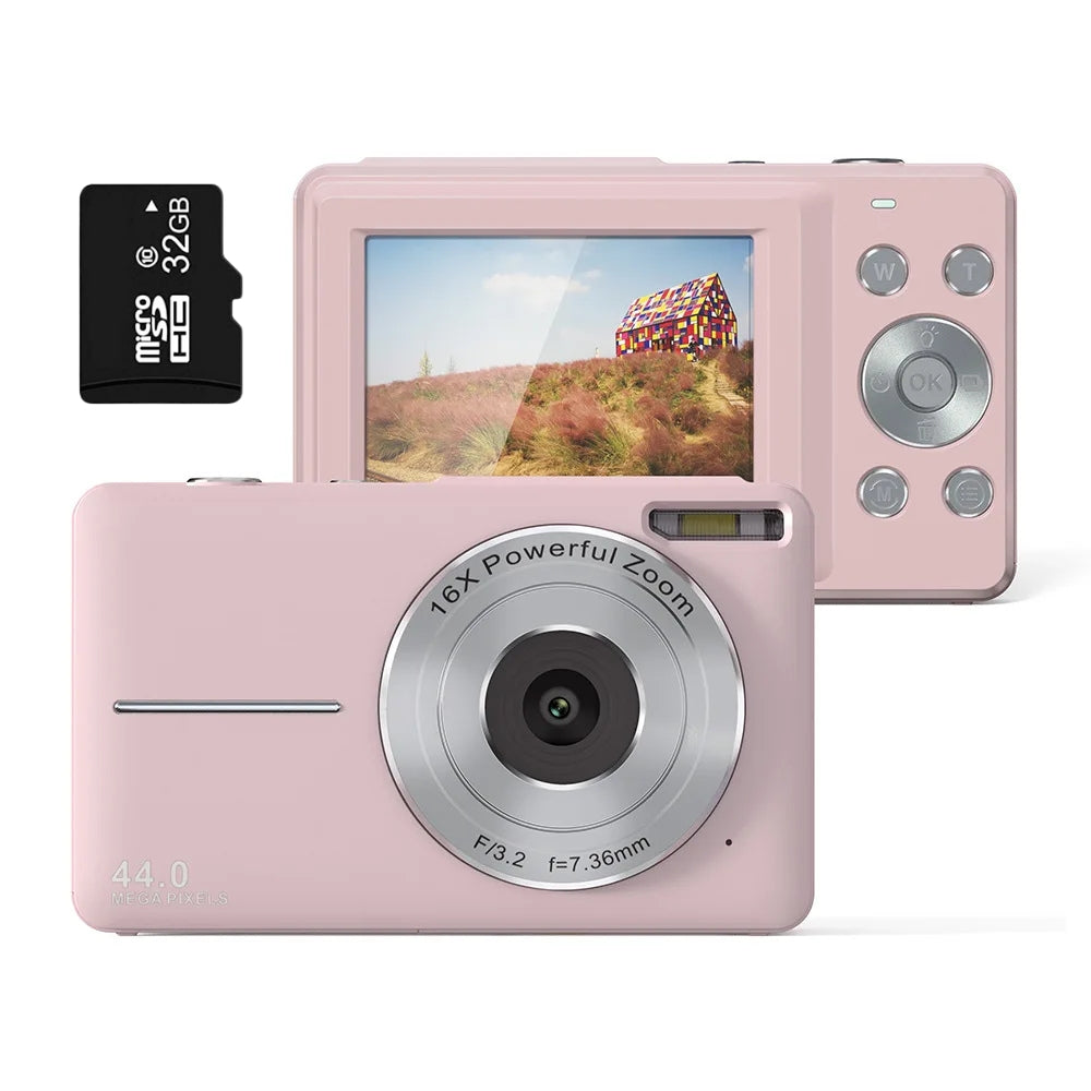 Cameră pentru vlogging de 44MP — HD 1080P, zoom 16X, ecran LCD reîncărcabil de 2.4 inch - Desfino