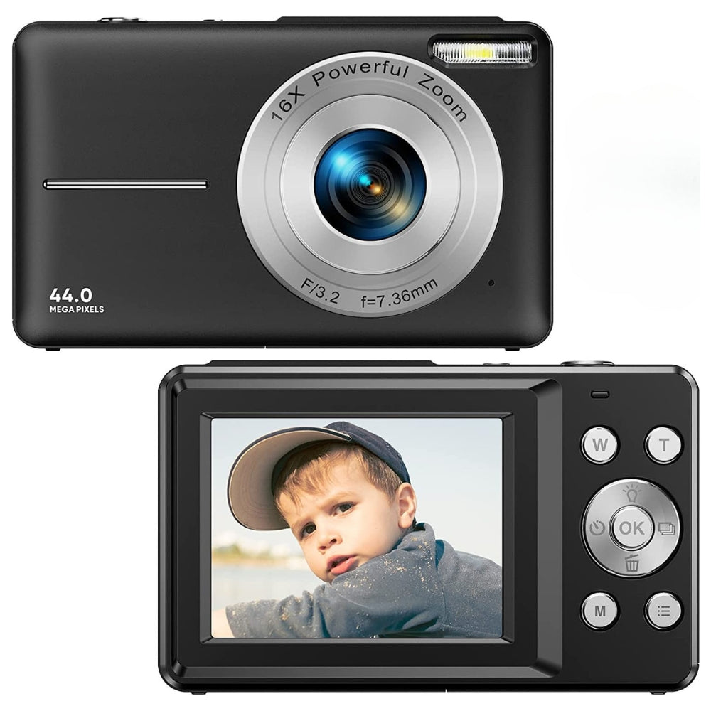 Cameră pentru vlogging de 44MP — HD 1080P, zoom 16X, ecran LCD reîncărcabil de 2.4 inch - Desfino