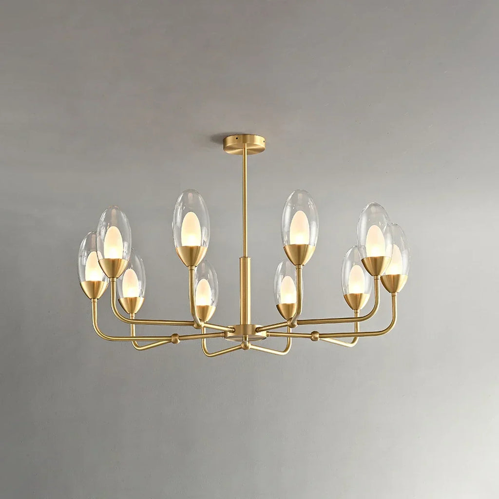 Eleganter Kronleuchter aus Kupfer und transparentem Glas | Desfino