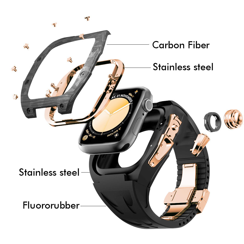 NovaCarb S10 Titanium Carbon Fiber Apple Watch Retrofit Kit - Desfino