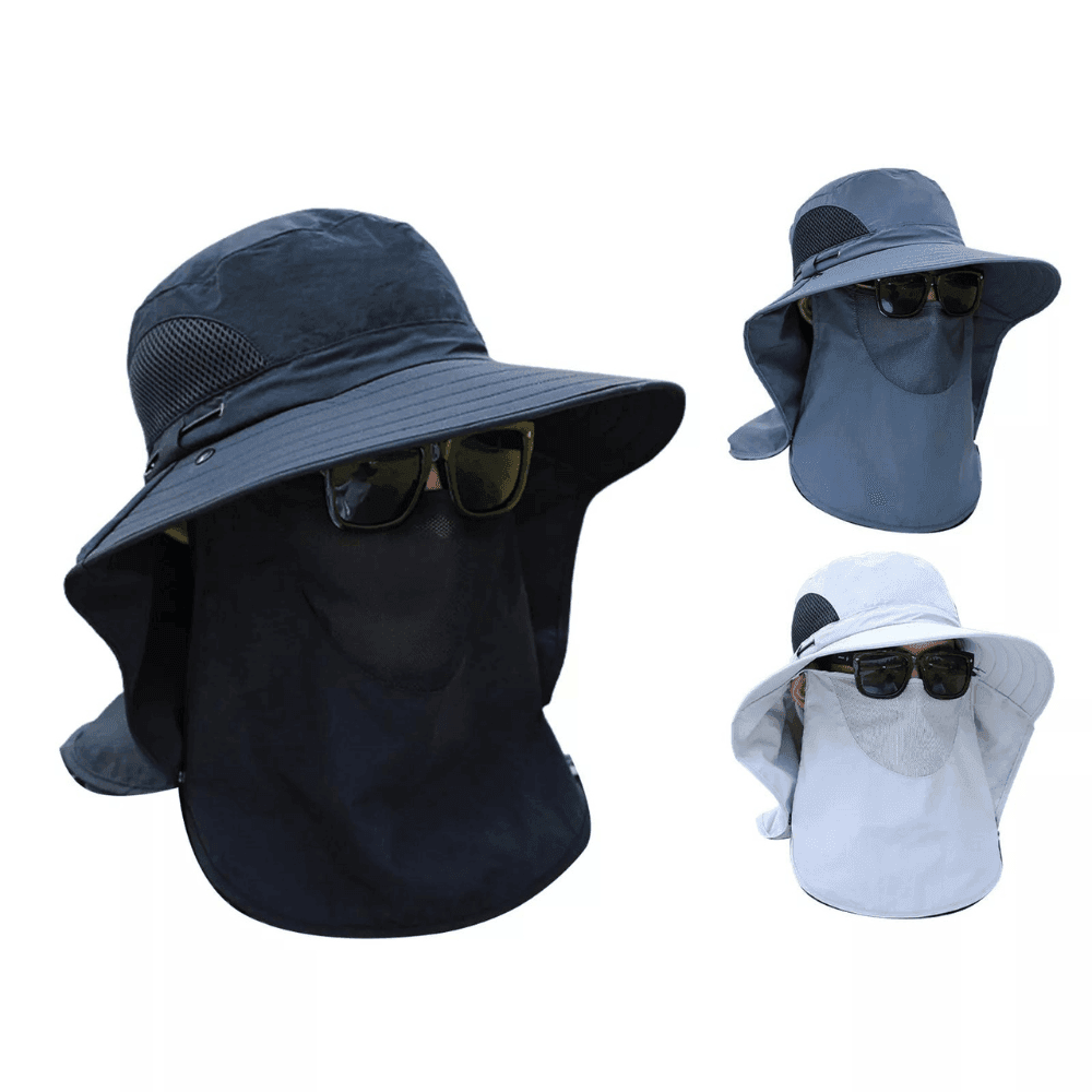Sonnenhut mit breiter Krempe, 12 cm Krempenbreite - atmungsaktiver Sonnenschutz aus Mesh - Desfino