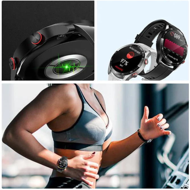 LumaPulse Pro-smartklocka — vattentät, EKG, SpO2 och Bluetooth-samtal - Desfino