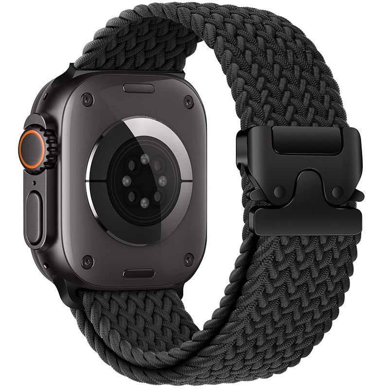 Flätad nylonrem för Apple Watch — fallskärmsspänne, passar handleder på 5–9.5 tum - Desfino