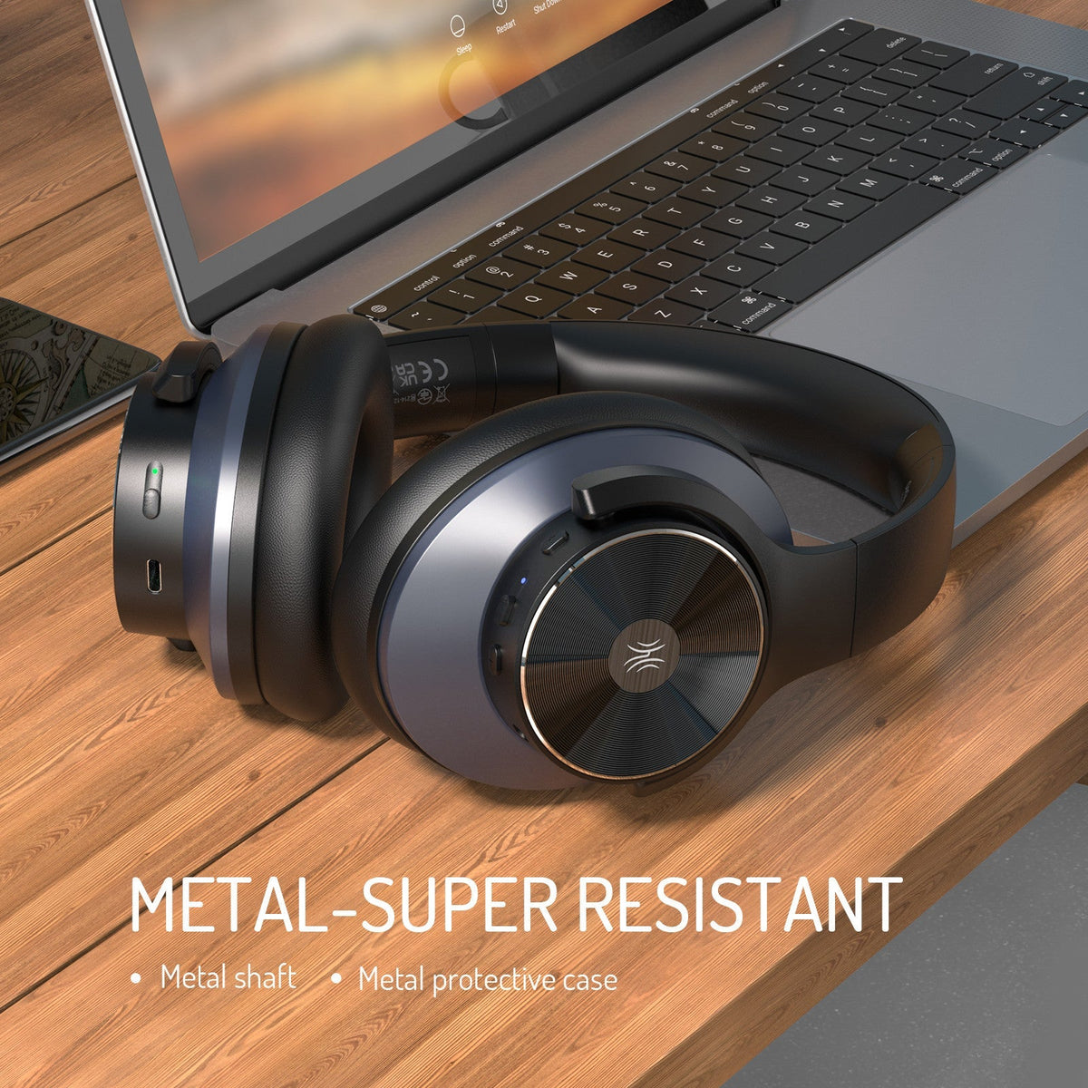 Cuffie wireless circumaurali ANC Kirrea — Bluetooth 5.0, microfono integrato - Desfino