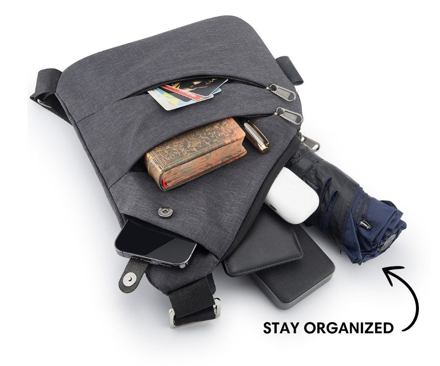 Slim Anti-Theft Travel Bag — Front Carry, Hidden Zippers, Storage - Desfino