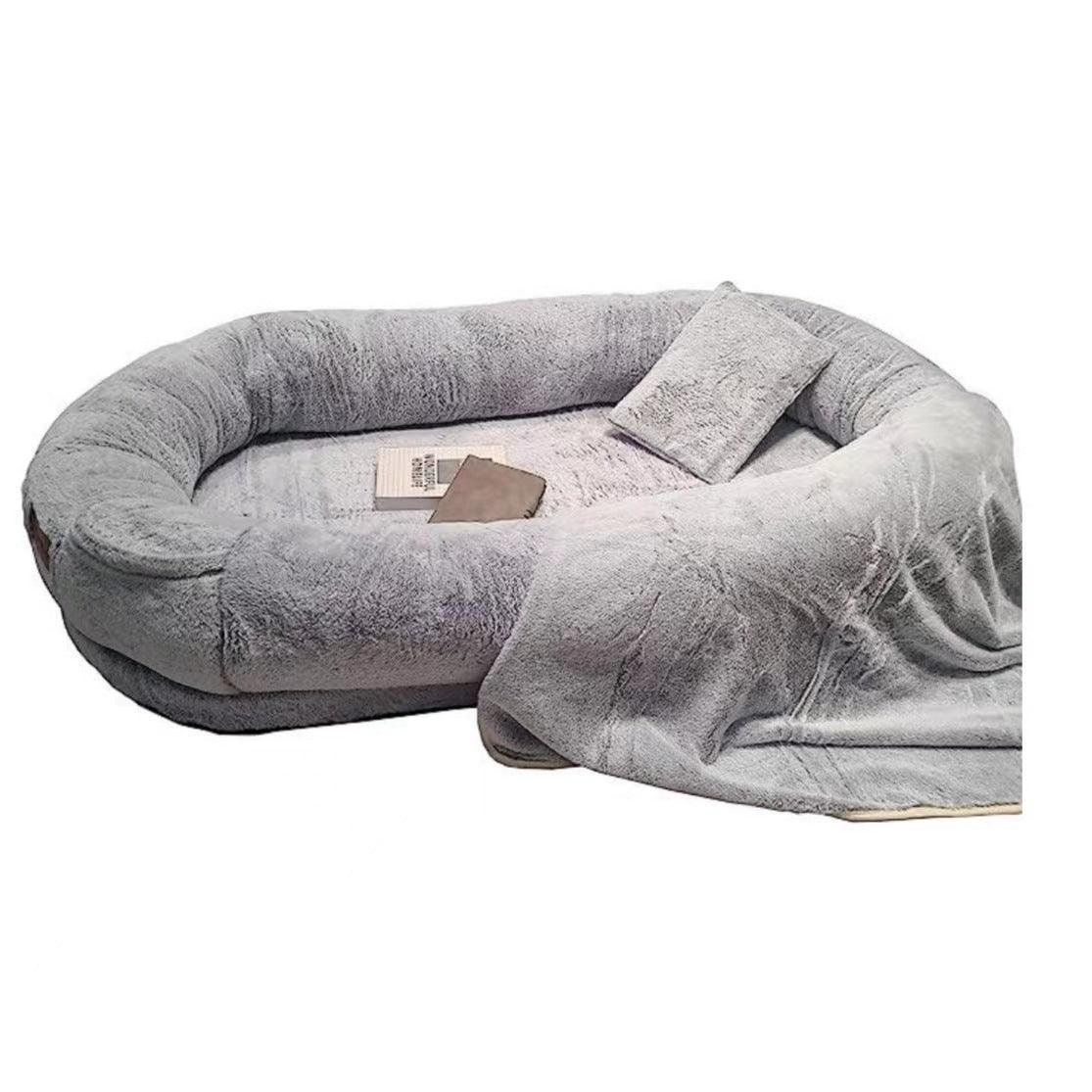 PawMingle Duo Lounge Bed — Shared Dog and Human Snuggle Bed - Desfino