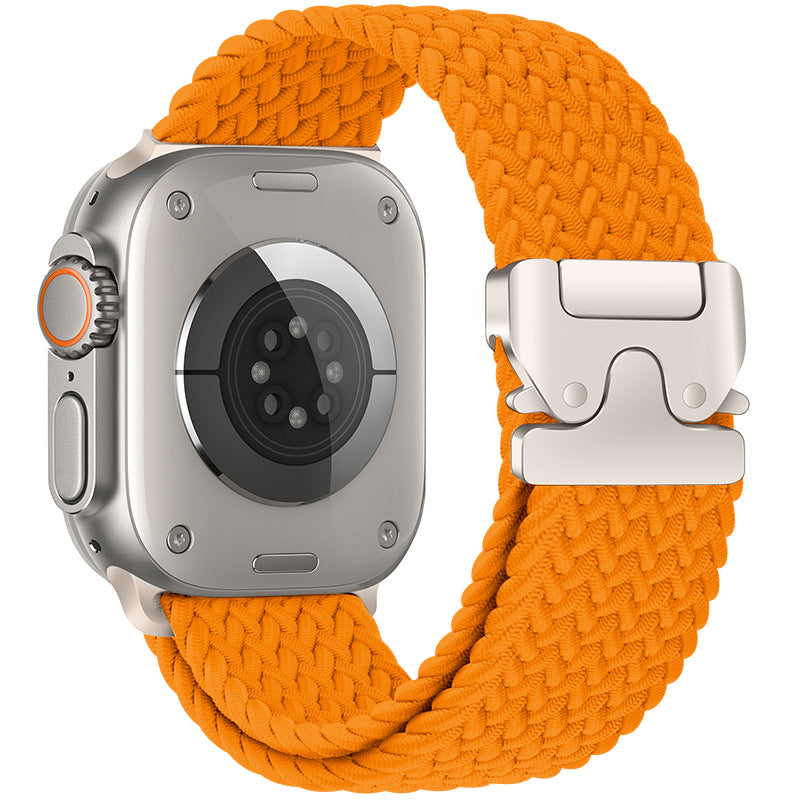 Flätad nylonrem för Apple Watch — fallskärmsspänne, passar handleder på 5–9.5 tum - Desfino