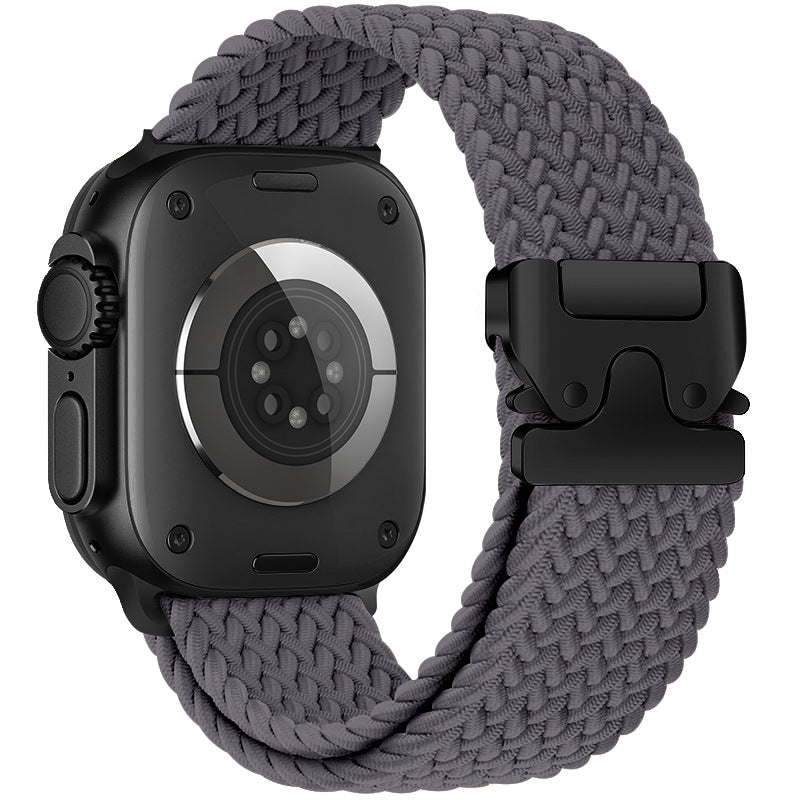 Flätad nylonrem för Apple Watch — fallskärmsspänne, passar handleder på 5–9.5 tum - Desfino