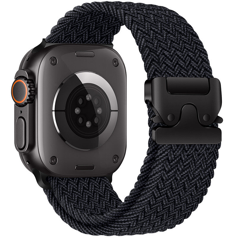 Flätad nylonrem för Apple Watch — fallskärmsspänne, passar handleder på 5–9.5 tum - Desfino