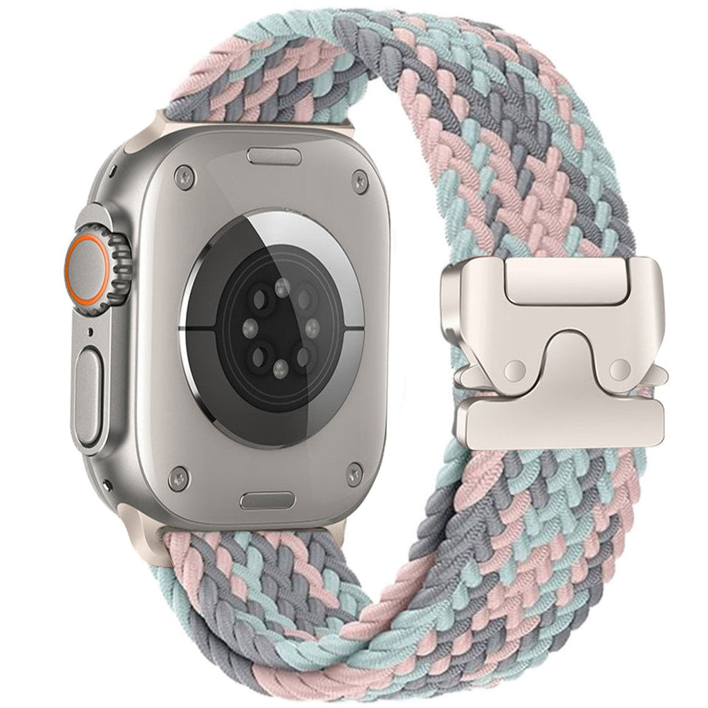 Flätad nylonrem för Apple Watch — fallskärmsspänne, passar handleder på 5–9.5 tum - Desfino