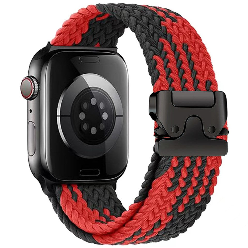Flätad nylonrem för Apple Watch — fallskärmsspänne, passar handleder på 5–9.5 tum - Desfino