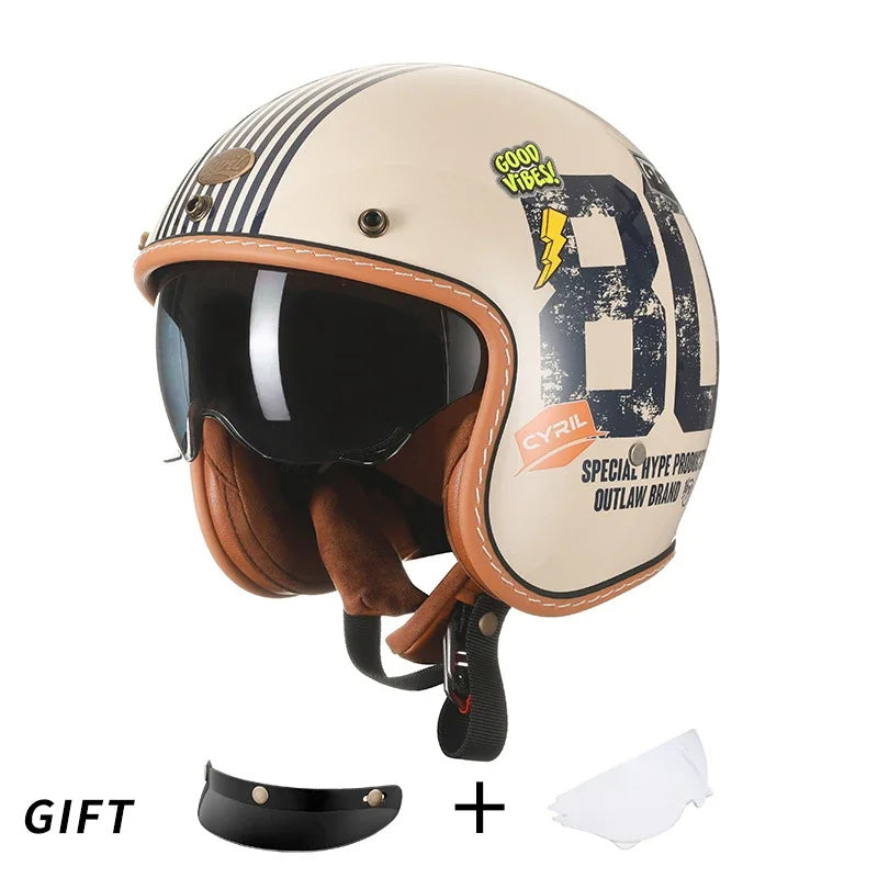 LumaNova Retro Open-Face Motorcycle Helmet — DOT & ECE Certified - Desfino