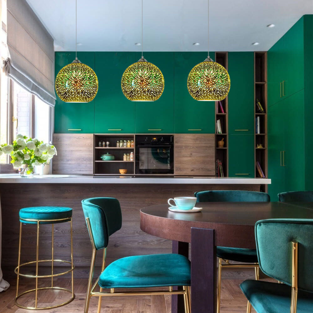 Candeeiro suspenso com cúpula de vidro 3D Prismora — Candeeiro de decoração moderno e colorido - Desfino