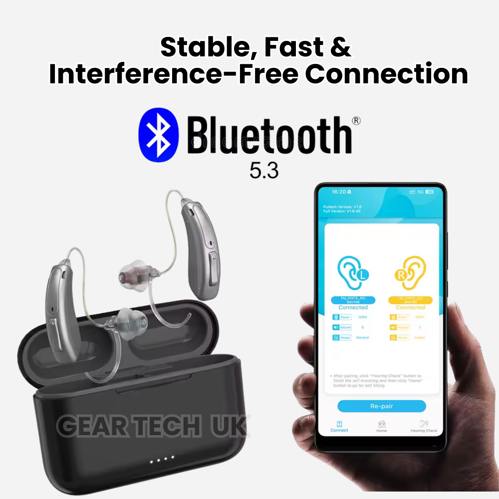 Vero Wiederaufladbares Hörgerät hinter dem Ohr — Bluetooth, Geräuschunterdrückung, 25 Stunden - Desfino