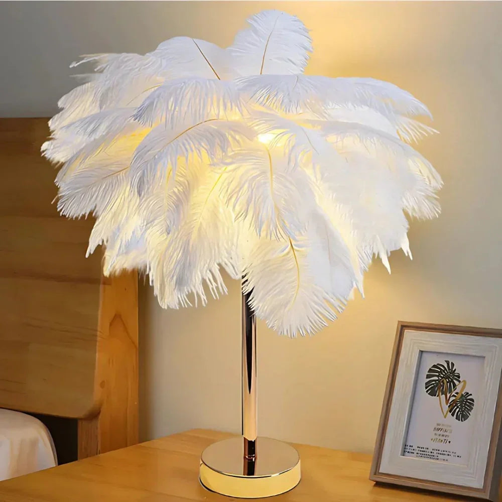 Lampă cu efect de strălucire FeatherLuxe — lumină ambientală blândă, inspirată de pene - Desfino