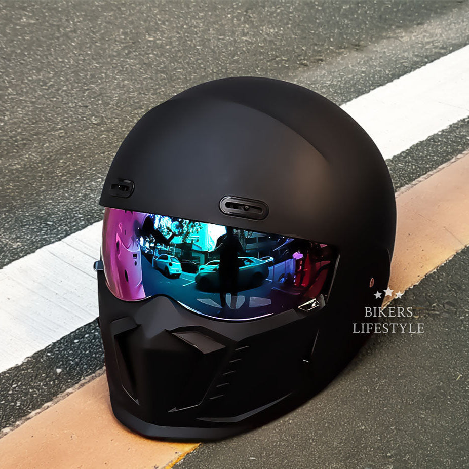 Capacete de motociclista retro tipo piloto DOT ECE — forro leve e confortável - Desfino