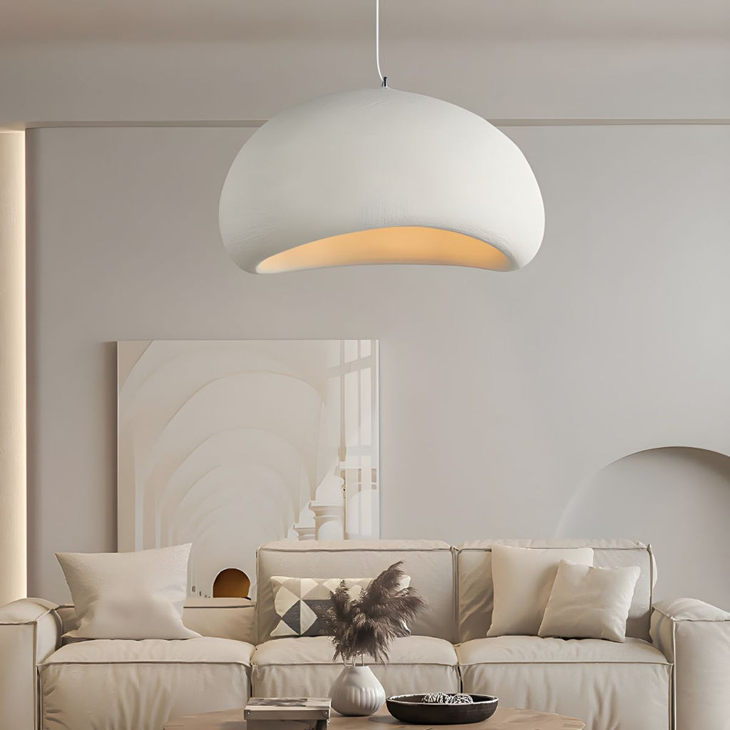 Arelle Wabi Sabi LED-pendellampe — hvit halvsirkelformet skjerm - Desfino