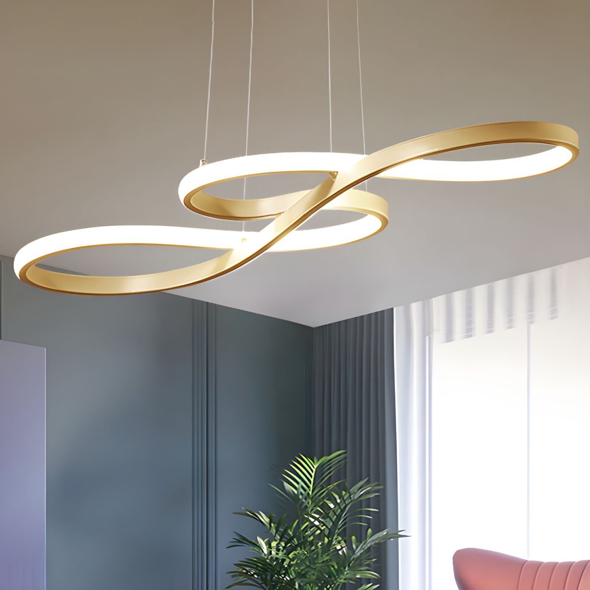 36 W LED-pendellampa i aluminium — 75 cm lång, 23 cm bred - Desfino