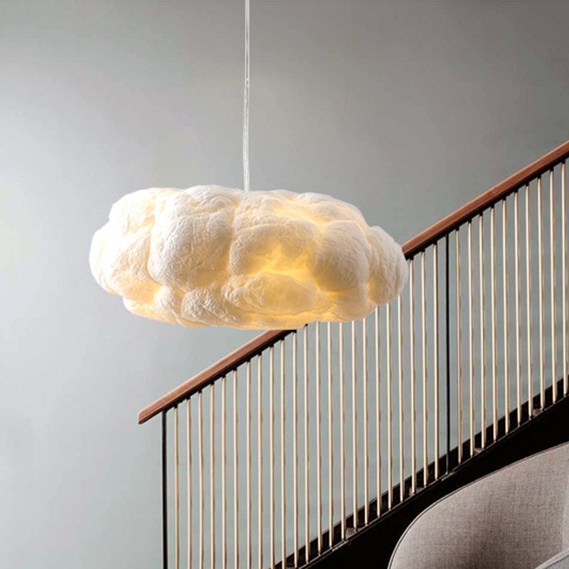 AstraLumen White PVC Cotton Cloud-Shaped LED Pendant Light - Desfino