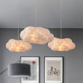 AstraLumen White PVC Cotton Cloud-Shaped LED Pendant Light - Desfino