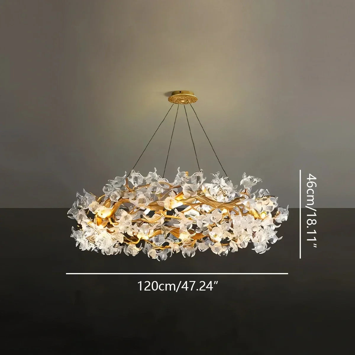 Petala Crystal Round Chandelier for Living Room | Desfino