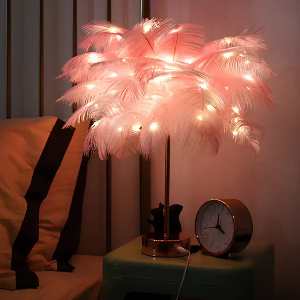 Lampă cu efect de strălucire FeatherLuxe — lumină ambientală blândă, inspirată de pene - Desfino
