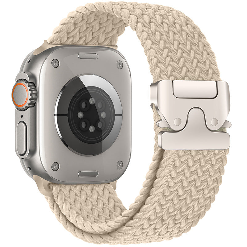 Flätad nylonrem för Apple Watch — fallskärmsspänne, passar handleder på 5–9.5 tum - Desfino