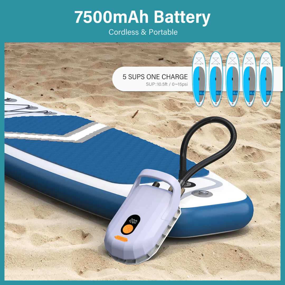 MarinaFlow elektrisk SUP-pumpe — 20PSI, 7500mAh genopladelig - Desfino