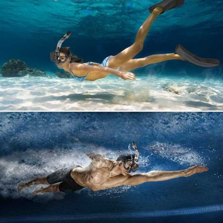 Składana maska do snorkelingu zakrywająca całą twarz — przeciwmgielna, z regulowanym paskiem | Desfino