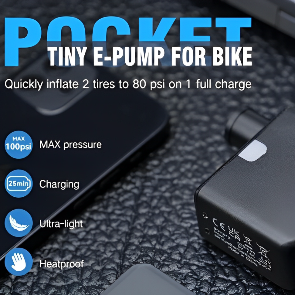 Mini bomba para bicicleta recarregável por USB-C VoltNova — Schrader/Presta | Desfino