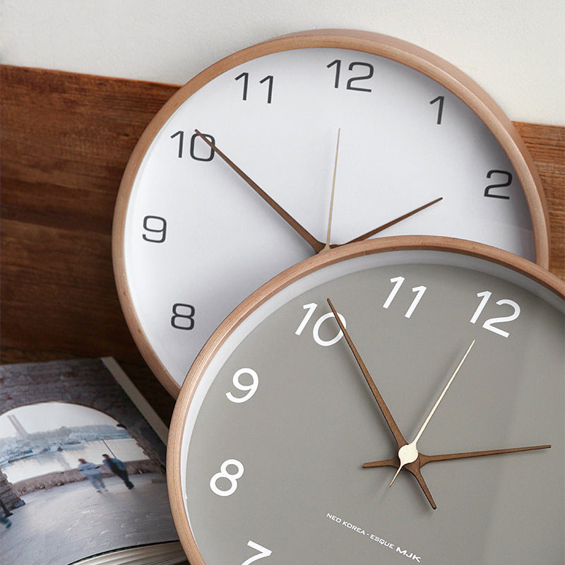 TimberGlow 30 cm Wooden Wall Clock — Silent Quartz Movement - Desfino