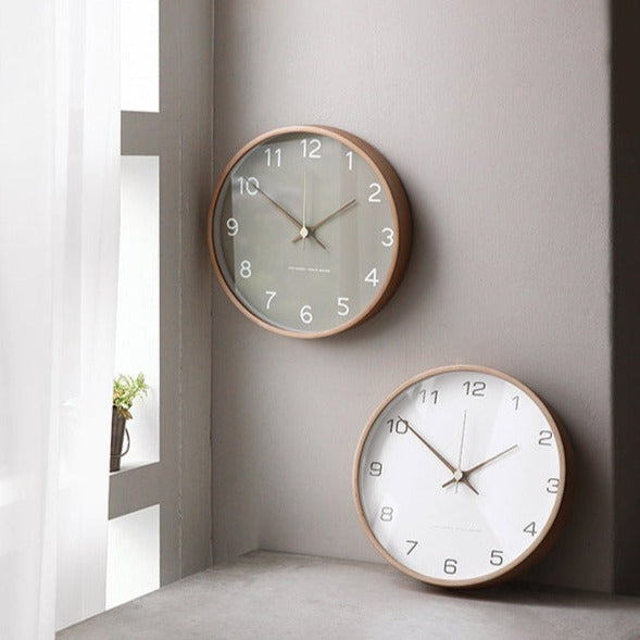 TimberGlow 30 cm Wooden Wall Clock — Silent Quartz Movement - Desfino