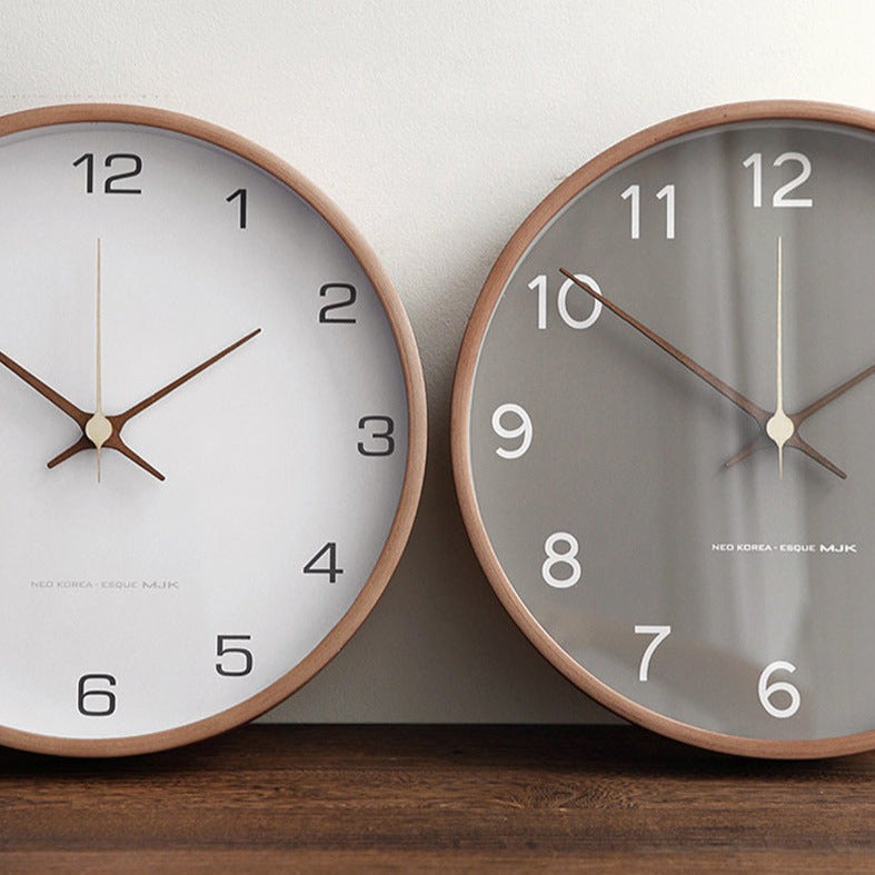 TimberGlow 30 cm Wooden Wall Clock — Silent Quartz Movement - Desfino