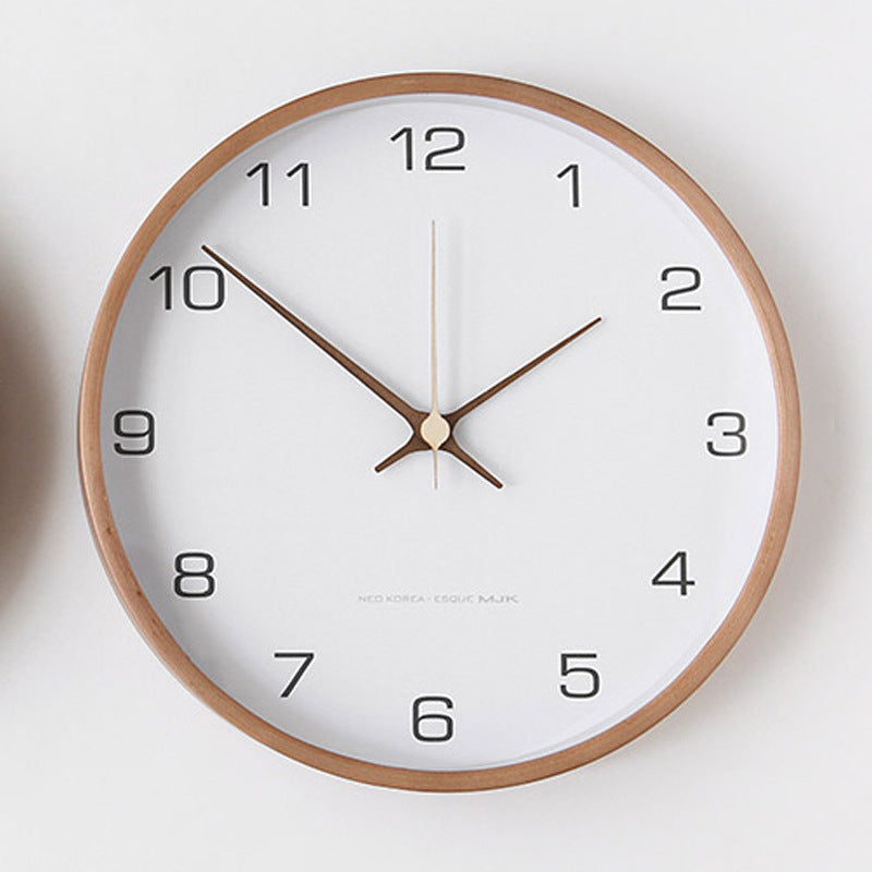 TimberGlow 30 cm Wooden Wall Clock — Silent Quartz Movement - Desfino