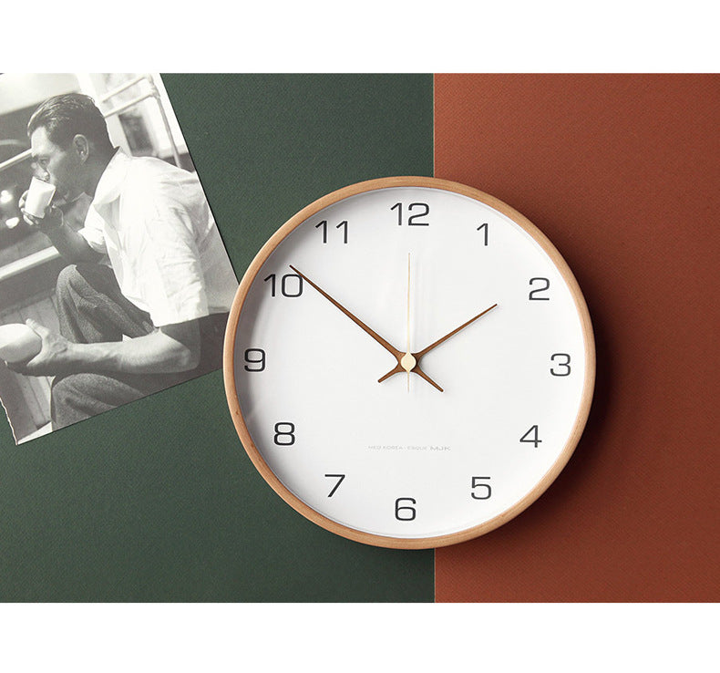 TimberGlow 30 cm Wooden Wall Clock — Silent Quartz Movement - Desfino
