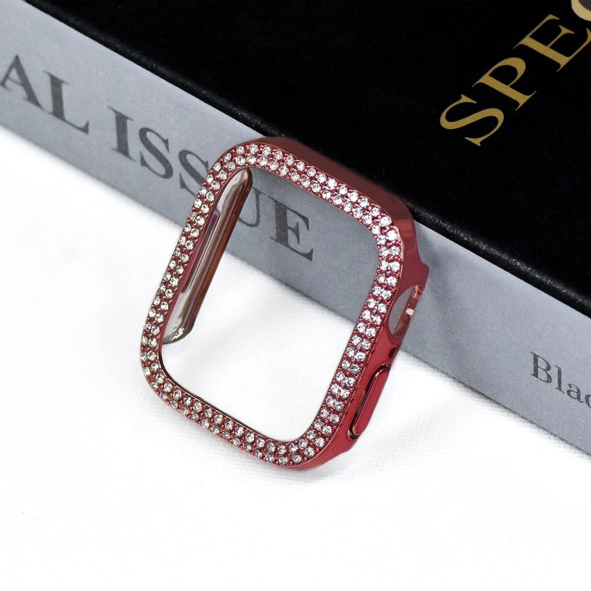 Capa de vidro temperado para Apple Watch — Strass em fila dupla - Desfino