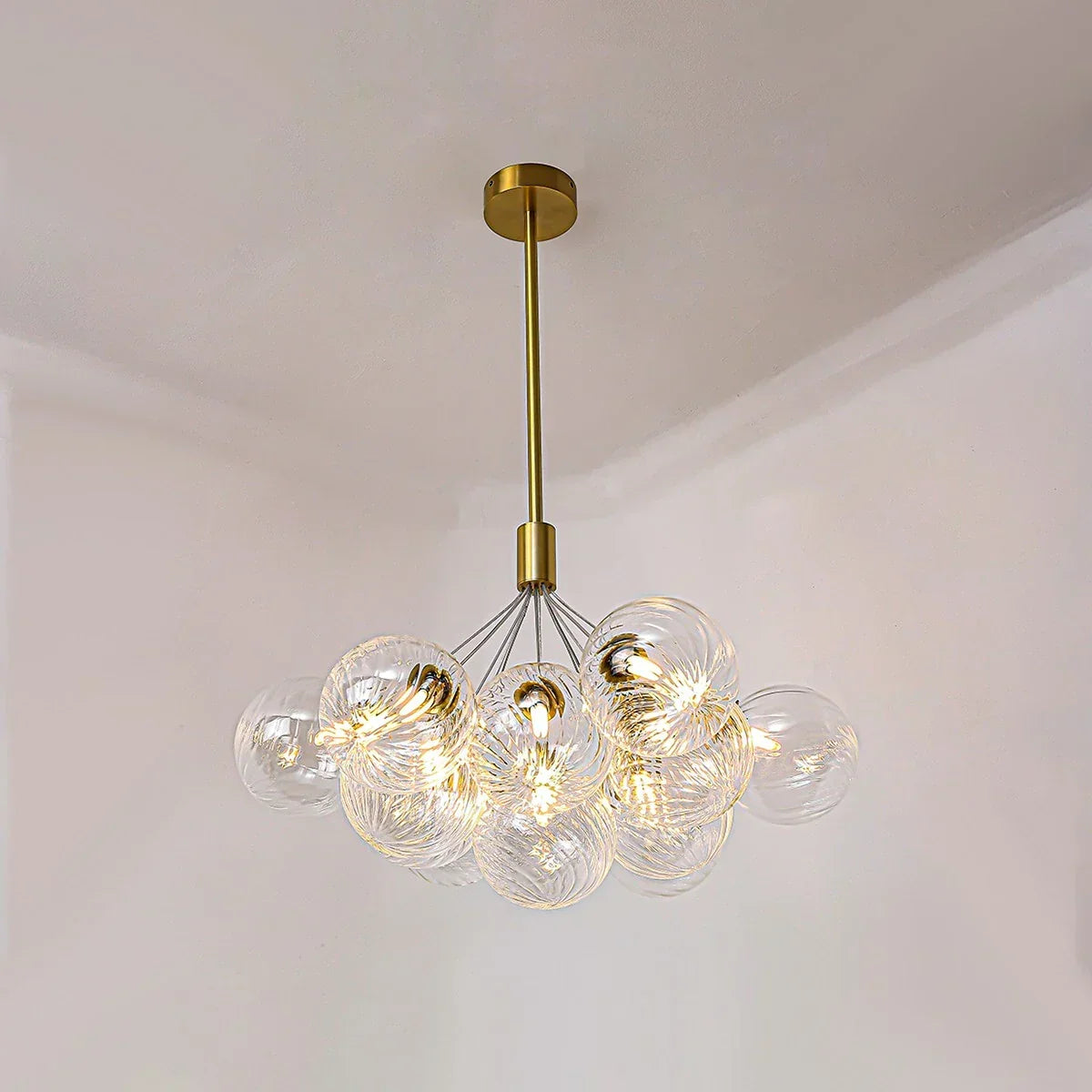 Luxury All Copper Glass Bubble Ball Chandelier | Desfino