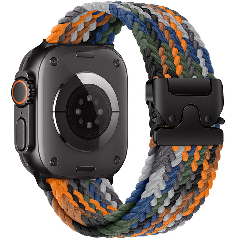Flätad nylonrem för Apple Watch — fallskärmsspänne, passar handleder på 5–9.5 tum - Desfino