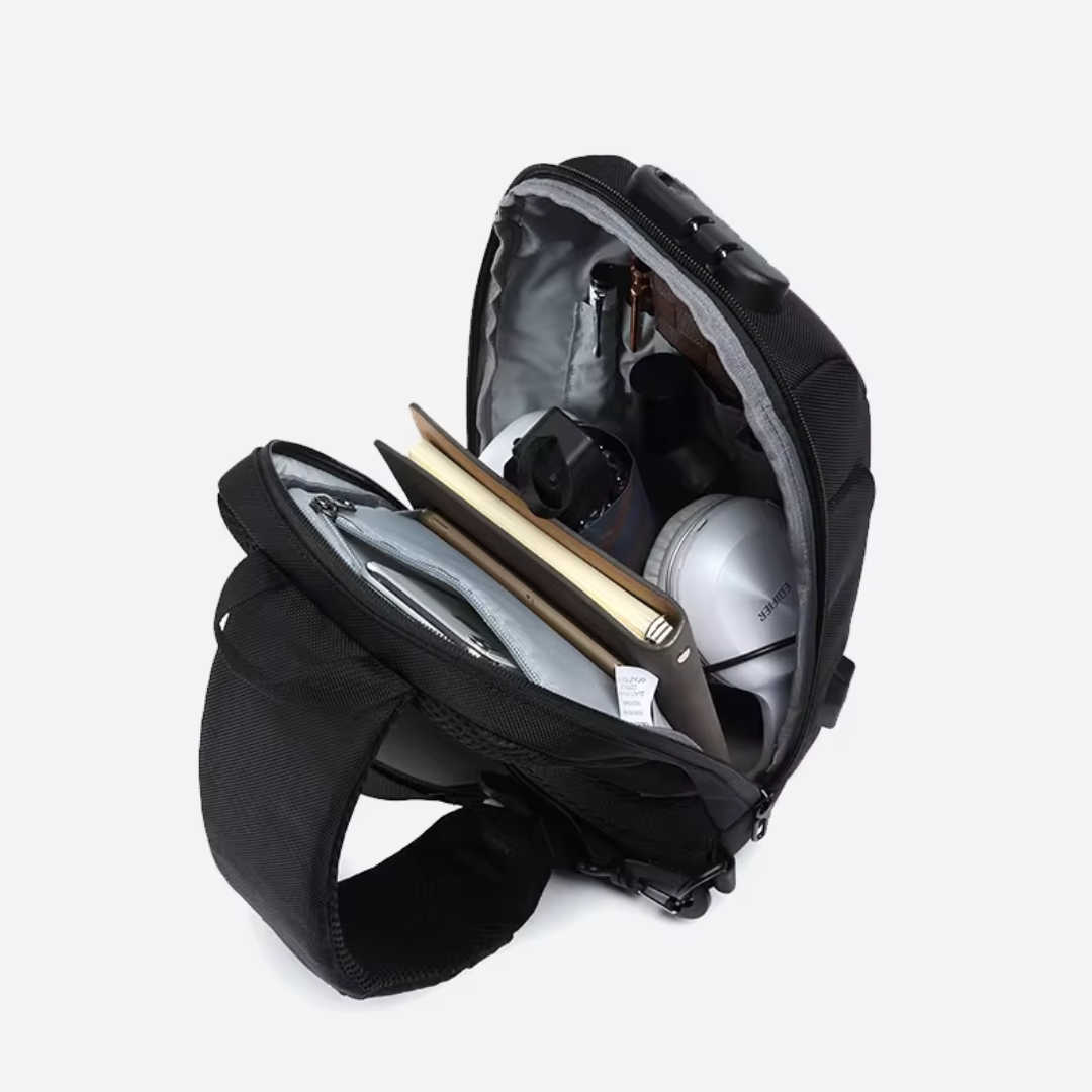 Cortina anti-diefstal-crossbodytas - 3-cijferig slot, USB-opladen - Desfino