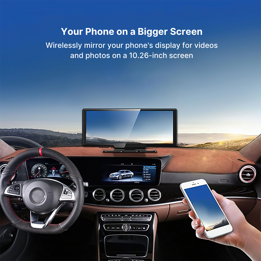צג מגע Orion בגודל 10.26" עם CarPlay אלחוטי ו-Android Auto | Desfino