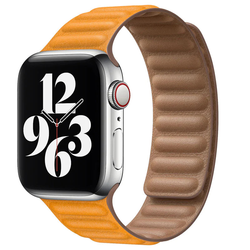 Kerrin magnetisk rem i skinn med lenkedesign: Apple Watch SE, serie 1–10 og Ultra - Desfino