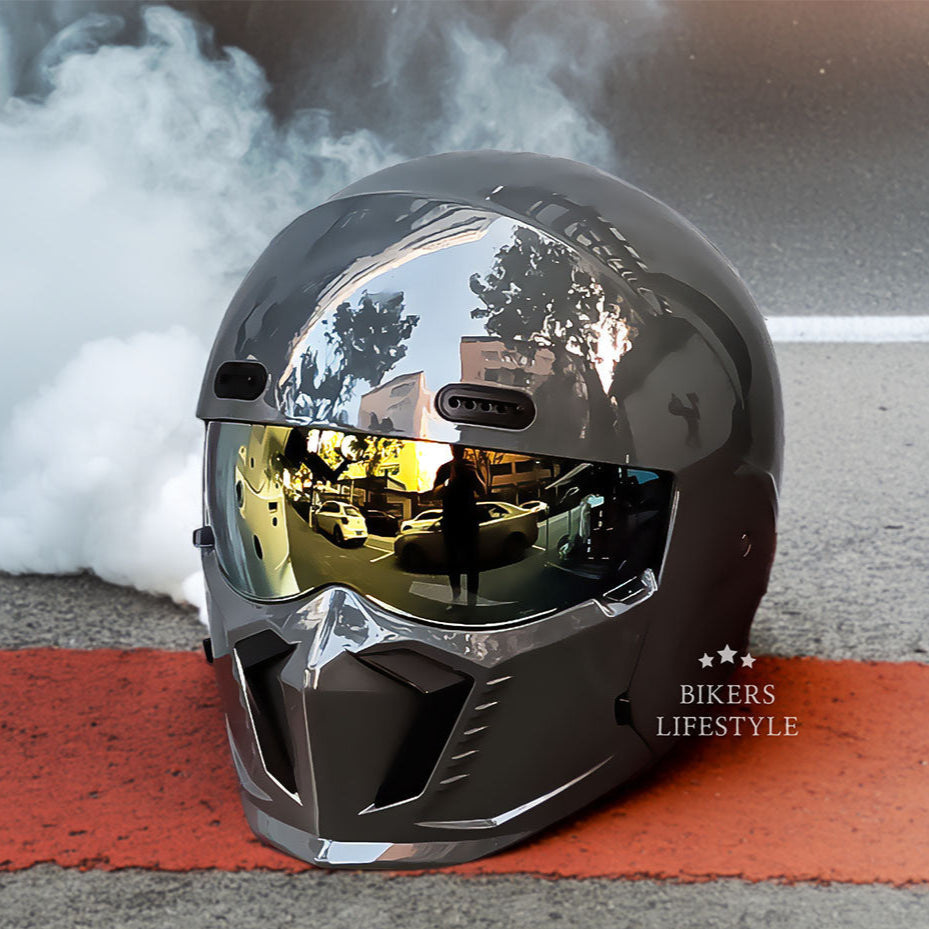 Capacete de motociclista retro tipo piloto DOT ECE — forro leve e confortável - Desfino